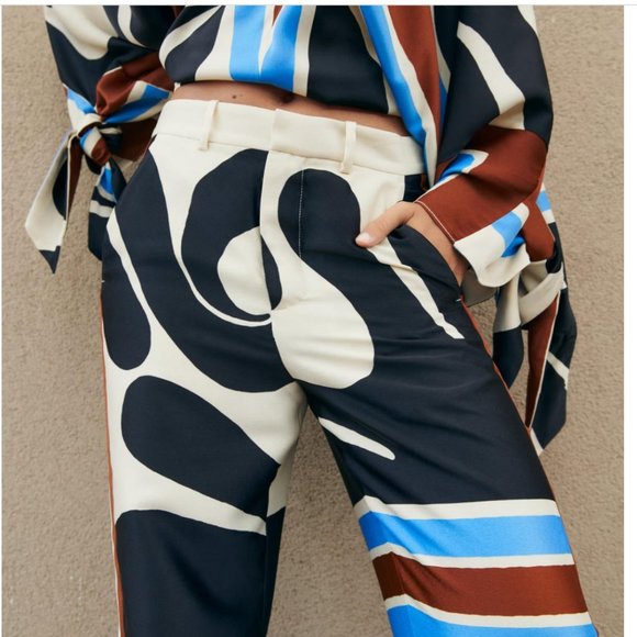 ZARA PRINTED SATIN EFFECT PALAZZO TROUSER PANTS $119 - Picture 10 of 10